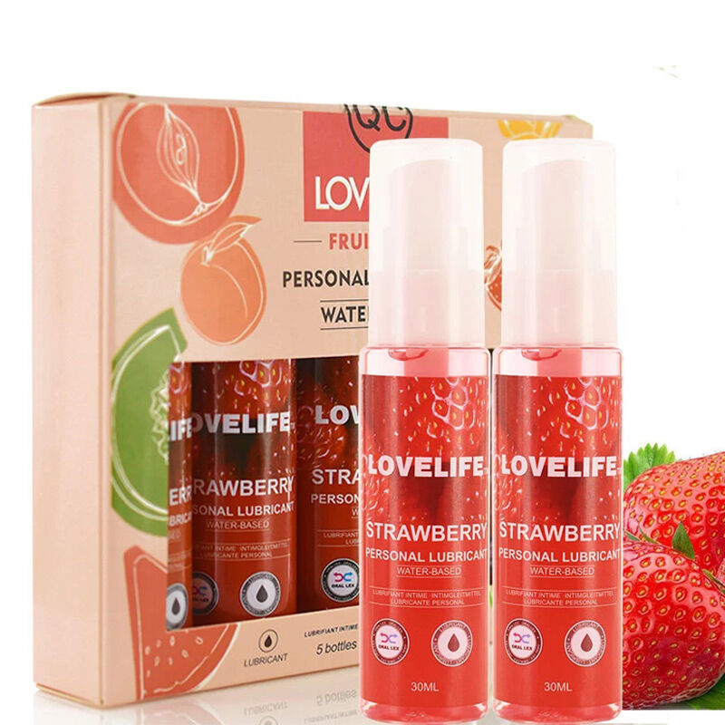 LOVE LIFE WATER BASED LUBRICANT - STRAWBERRY (TOY SAFE) Pack of 5 x 30ML