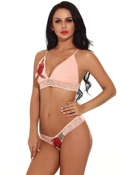 Cherry Sweetheart Devoted To Me Applique Bralette Set