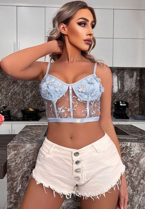 Vişne Sweetheart Aplikler Abloom Bralette