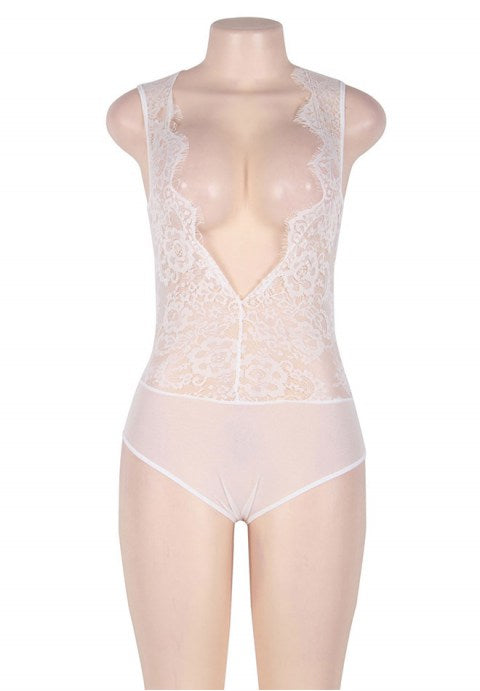 Cherry Sweetheart Sexy Wimper Sheer Mesh Lace Teddy