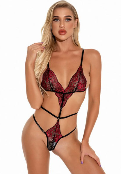 Cherry Sweetheart Silent Seduction Strappy Teddy